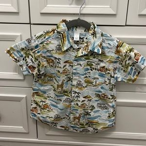 Lands End Boys button down nautical safari shirt